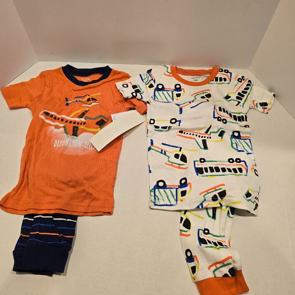 Carters Boys 12-24 Months 4-Piece Helicopter 100% Snug Fit Cotton PJs(Orange sz